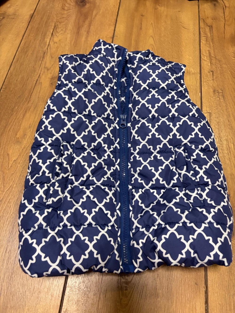 crown & ivy Kids Navy and White Patterned Quilted Vest